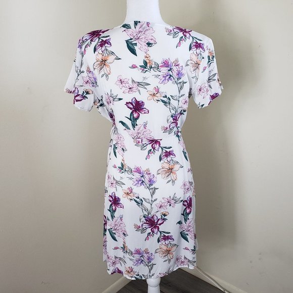 Real Clothing Summer Floral Wrap Dress White Small - Picture 5 of 11